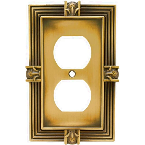 Franklin Brass Pineapple (1-Pack) Outlet Covers Wall Plate Tumbled Antique Brass 1-Gang Wall Plate Single Duplex Switch Plates Electrical Outlet Covers 64472