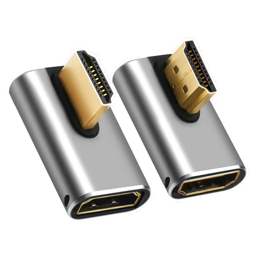 Togconn 8K HDMI 2.1 Adapter Middle 90 Degree Gold Plated Adapter 2 Pack, Right Angle HDMI Male to Female Connector Converter HDMI L Shape Extender, Supports 8K@60Hz，4K@120Hz，4K@60Hz，4K@30Hz