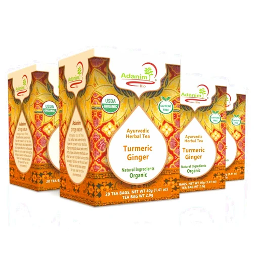 Adanim Bio Ginger Turmeric Tea, Value Pack 80 Teabags, Caffeine-free Organic Blend of Soothing and Flavorful Herbal Infusion for Overall Well-being