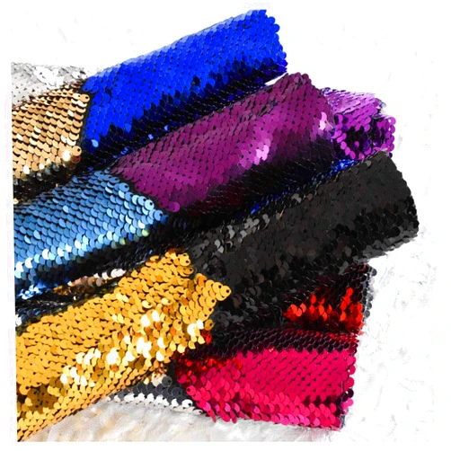 LQIAO Royaltime Mermaid Reversible Fabric Flip UP Shimmer Sequins Fabric Sew On Patch for Hair Rows Headbands T-Shirt Clothing Coat DIY Crafts(3pcs 20x30cm)