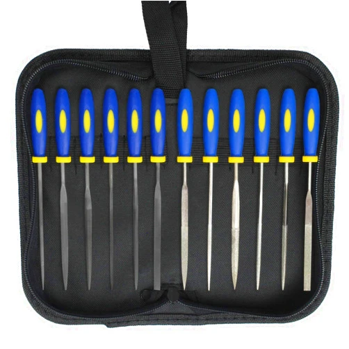 KALIM 2 Sets Carbon Steel File and Diamond File(Total 12pcs), Suitable for Metal, Wood, Jewelry, Model, DIY and Nearly All Uses, Packed in A Carry Bag.
