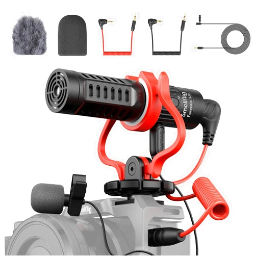 SMALLRIG Shotgun Mic for Camera, Video Microphone for DSLR & for iPhone, Camera Microphone for Sony and for Canon, with Shock Mount, Deadcat Windscreen, Dual Channel for Vlogging and Interview - 3468