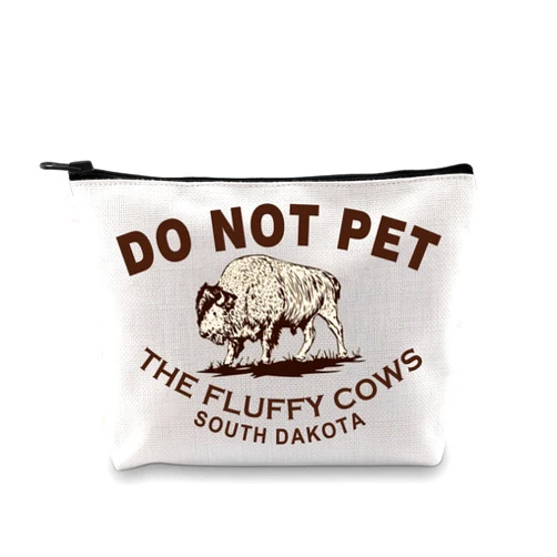 GJTIM Bison Buffalo Gift Do Not Pet the Fluffy Cows Zipper Pouch South Dakota Gift Midwest Badlands National Park Gift Makeup Bag (SOUTH DAKOTA Bag)