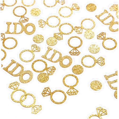 Vofrise Gold Wedding Table Confetti,Glitter Paper Diamond Ring Confetti, I Do Engagement Party Table Scatter,Bachelorette Bridal Shower Party Decorations