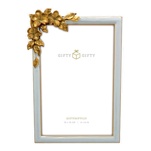GIFTY GIFTY Vintage Grey Thin Boarder Floral Photo Frame / 4x6 In | For Vertical and Horizontal Display on Tabletops | Perfect for Home Decor, Wedding, Graduation, Or Milestone Photos Gift Box