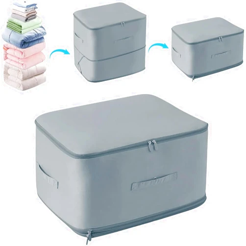 DqsWko Ultra Space Saving Self Compression Organizer,2024 New Ultra Space Saving Self Compression Organizer for Comforters, Clothes, Blankets (Gray), X-Large