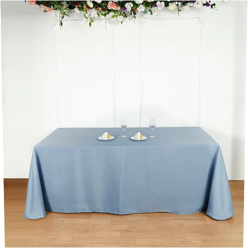 Tableclothsfactory 90 x 156 Inch Dusty Blue Rectangle Tablecloth - Linens Polyester Table Cloth, Stain and Wrinkle Resistant Washable Table Cover for Wedding, Party, Banquet, and Restaurant