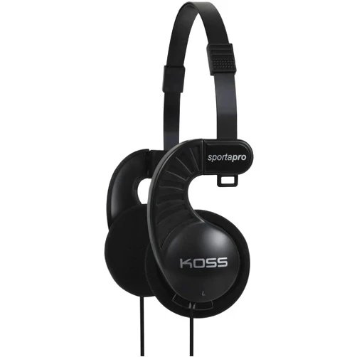 Koss SportaPro On-Ear Stereo Headphones, 3.5mm Plug, Lightweight, Unique Folding Design, Black
