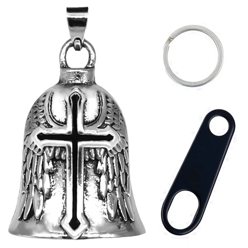Canumer Motorcycle Bell Guardian Angel Motorcycle Accessories Spirit Bells for Good Luck Good Luck Keychain & Drive Safe Pendant Accessories For Bikers Riders Pets for Men Women Guard riding safety