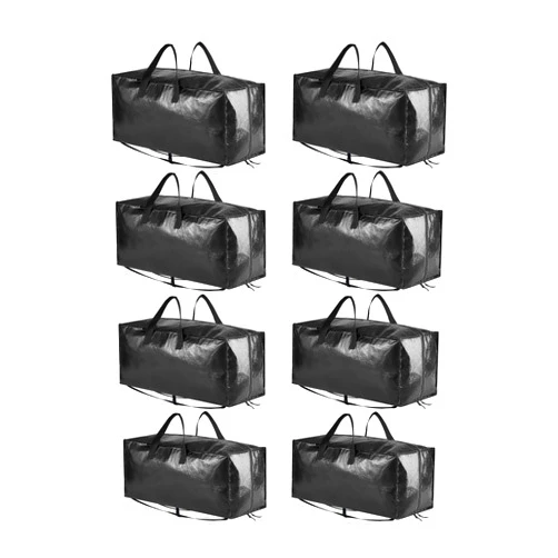 SpaceAid Heavy Duty Moving Bags, Extra Large Storage Totes W/Backpack Straps Strong Handles & Zippers, Alternative to Moving Boxes, Packing & Moving Supplies, Black (8 Pack)