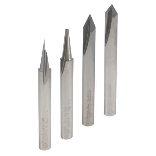 FOOS - Engraving CNC Wood Carving Router Bit Set - 4pcs - Solid Carbide - 1/4” Shanks = Profile + Carving Liner + 2 V Groove USA Veteran Owned