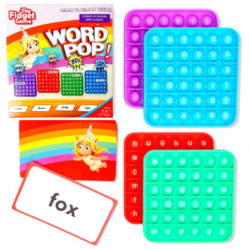 The Fidget Game Word Pop, CVC Word Games for Kids 4-6 - Learn to Read in Weeks - Multisensory Reading & Phonics Interactive Board Game Ideal for Pre Kindergarten to 1st Grade