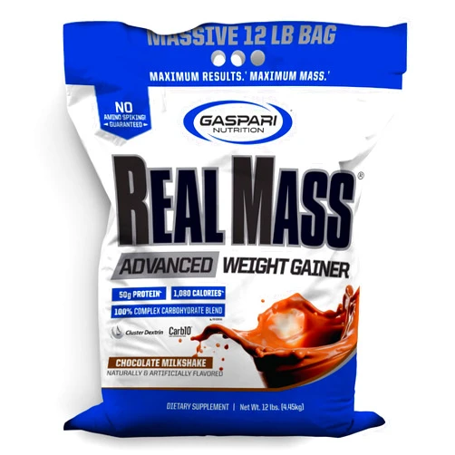 Gaspari Nutrition Real Mass, Advanced Weight Gainer, High Protein, Gycofuse Carbs, and Creatine Monohydrate, Modern Formulation for Mass (12 Pounds, Chocolate Ice Cream)