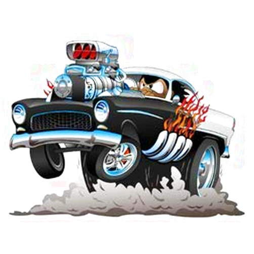 JOHN AND MIKE DESIGNS Cartoon Hot Rod - Vinyl Sticker - Bumper Sticker Walls Laptops Trucks - Graphic Sticker