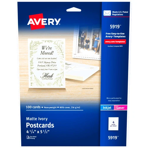 Avery Printable Postcards, 4.25