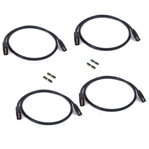 HUALAND 4pcs Black 0.5M 1.64ft 4 Color RGB Extension Cable LED Strip Connector Extension Cable Cord Wire 4 Pin LED Connector for SMD 5050 3528 2835 RGB LED Light Strip