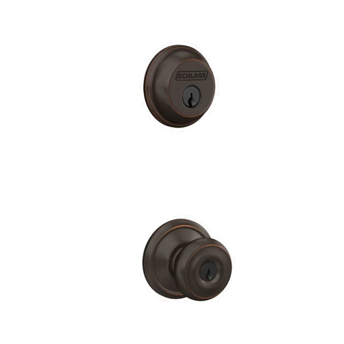 SCHLAGE FB50NVGEO716 Georgian Entry Deadbolt Lock, Aged Bronze
