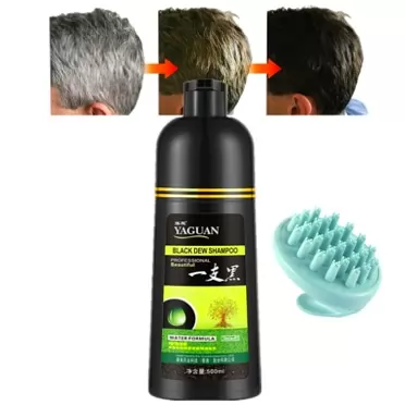 USLEAN YAGUAN Black Dew Shampoo, Black Hair Dye Shampoo 3 In 1, Black Hair Dye Shampoo For Gray Hair, Grey Reducing Shampoo, Instant Black Hair Shampoo, Easy Black Hair Dye, Hair Color Shampoo (500ml)