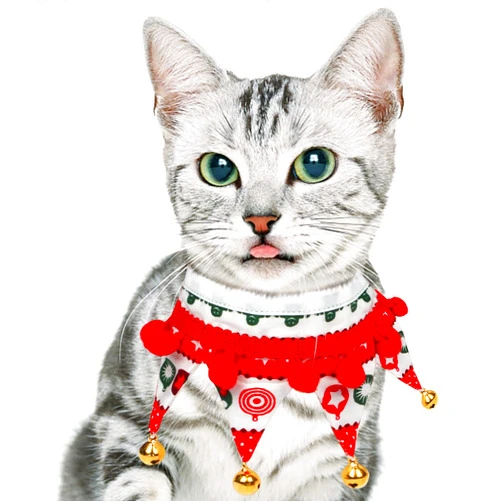 UNIQUEED Christmas Dog Collar with Bells,Holiday Dog&Cat Knitted Jingle Dress,Pet Costume Bandana Scarf for Puppy Kitty (S)