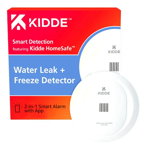 Kidde WiFi Water Leak Detector & Freeze Alarm, Alexa Device, Smart Leak Detector for Homes with App Alerts,White