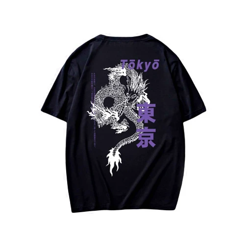 GORGLITTER Men's Graphic Print Short Sleeve T Shirt Dragon Summer Round Neck Casual Tee Top