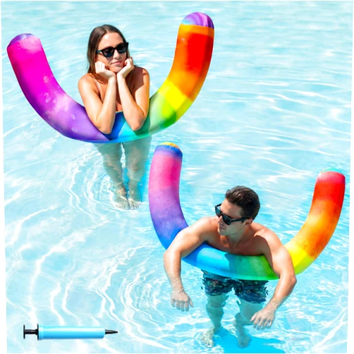 FindUWill Inflatable Pool Noodles for Adults 2 Pack, Soft Fabric Quick-Drying Cover Large Swim Noodles with Premium Buoyancy, Pool Float for Summer Party, Pool, Beach, Lake