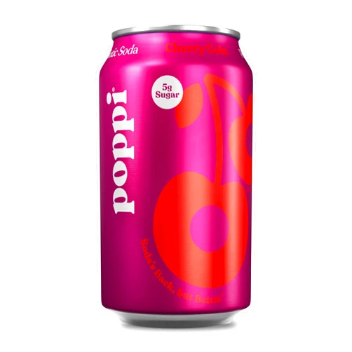 Poppi Sparkling Prebiotic Soda Beverage with Apple Cider Vinegar, Seltzer Water and Fruit Juice, Cherry Cola, 12 Fl Oz, 1 Count, Packaging May Vary