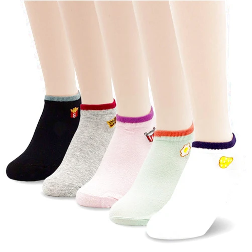 Jinny's Shoppe Cute Cotton Crew Funny Aesthetic Novelty Colorful Comfortable Warm Heart Ankle Socks for Women Teens Girls