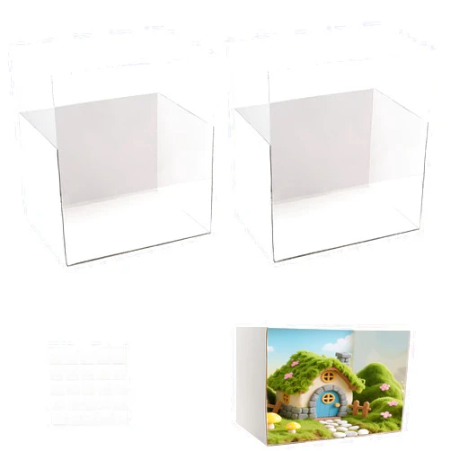 Farrdun 2Set Diorama Box Diorama Supplies Cardboard Diorama Kit Project Box with Transparent Lid, Display Box for Diorama School Project, 11.8 x 8.7 x 8.3 Inch