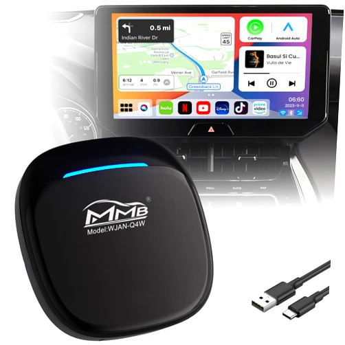 MMB MAX Magic Ai Box 4.0, Wireless CarPlay/Android Auto Adapter, 2025 Upgraded 8GB+128GB,8Core, Android 13,Support HDMI SIM&TF Card GPS, Multimedia Video、NetfIix、YouTube、Hulu Live Sports, Play Store