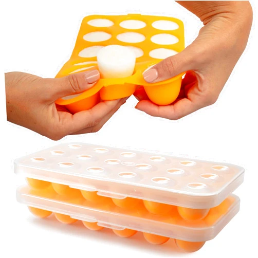 Sprout Cups Silicone Baby Reusable Food Storage Tray (2 Pack) - Pop Out 1oz Portion Silicone Stackable Freezer Tray, Snap-on Lid, Non Toxic BPA & PVC Free, Dishwasher &Microwave Safe, Healthy Meal Prep, Gift