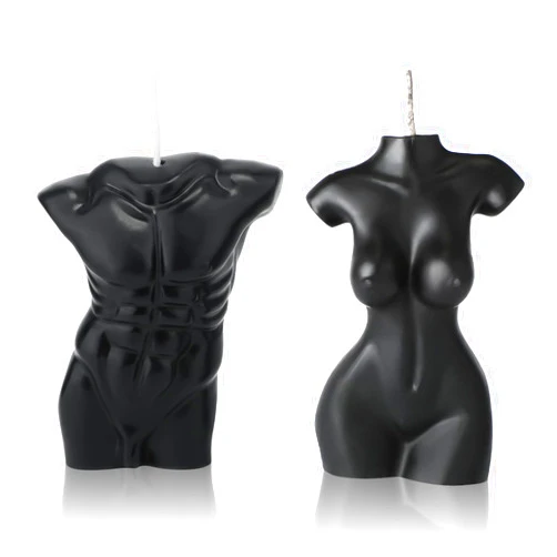Tondiamo 2 Pieces Body Shaped Candle Female Body Candle Men Torso Candle Soy Wax Scented Candle Scented Candle Male Body Candle Decorative Candle for Bedroom Bathroom Wedding (Black)