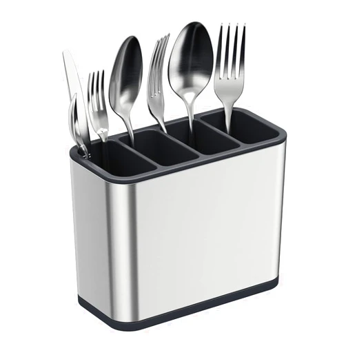 TESOT Silverware Caddy Utensil Caddy Spoon Holder with 4 Divided Compartments, Sturdy Stainless Steel, Rust Proof