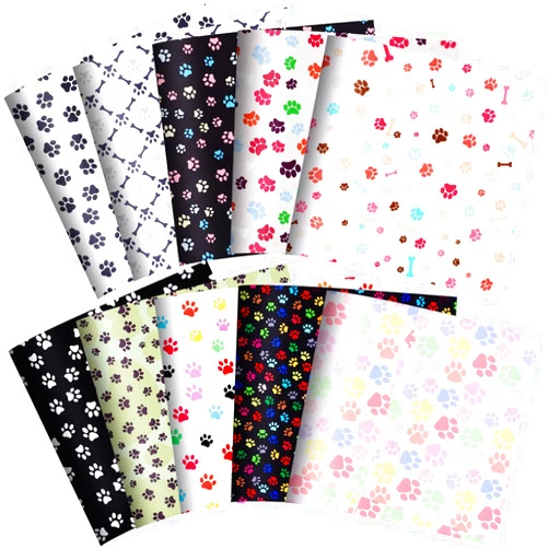 Tatuo 10 Pieces 20 x 20 Inch Cute Dog Paw Print Fabric Puppy Dogs Fabric Fat Quarters Animal Footprint Bone Paw Fabrics Pattern for Dog Lover DIY Quilting Sewing Crafting Supplies