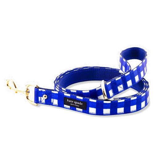 Kate Spade New York 6ft Dog Leash, Heavy Duty Leash for Female or Male Dogs, Cute Pet Leash with Gold Metal Hardware, Long Dog Lead for Medium and Large Breeds (Navy Gingham)