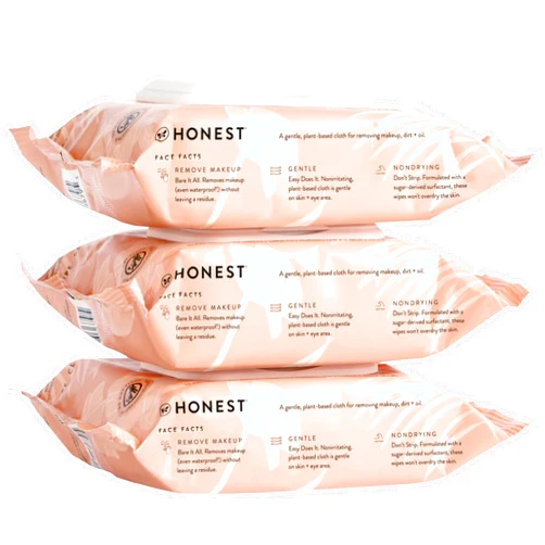 Honest Beauty Fragrance Free Cleansing Makeup Remover Facial Wipes | Plant Based, Hypoallergenic, Gentle for Sensitive Skin | 90 Count
