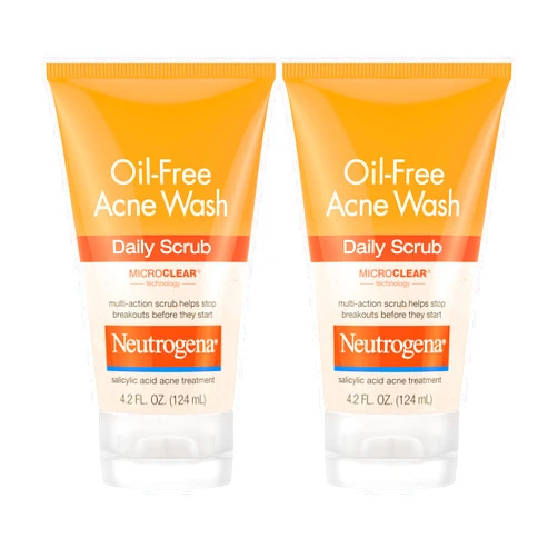Neutrogena Oil-Free Acne Face Scrub, 2% Salicylic Acid Acne Treatment, Daily Face Wash to help Prevent Breakouts, Exfoliating Facial Cleanser for Acne-Prone Skin, Twin Pack, 4.2 fl. oz, 2 Pack