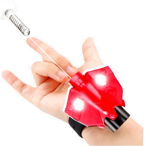 Web Launcher String Shooters Spider Web Shooters Real Silk Launcher Wrist with Magnetic Sensor Light - Can Grab Objects, Realistic Cool Gadgets Stuff Fun Superhero Role-Play String Toys for Kids Boys Men Birthday Gifts (Red)