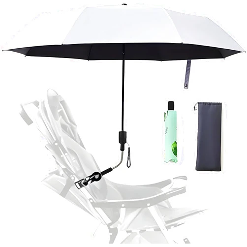 Nakazawa Universal Baby Stroller Sun Protection Parasol, with Umbrella Clip Fixing Device, UPF 90+ UV Protect Pushchair Sun Parasol (Silver)