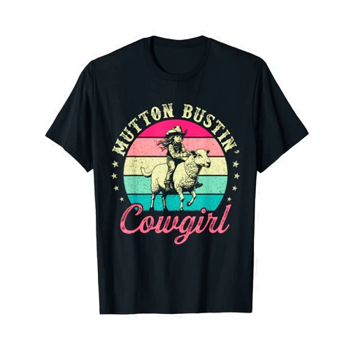 Mutton Busting Gear for Girls Youth Sheep Riders Mutton Busting Girl Cowgirl Rodeo Sheep Riding Mutton Buster T-Shirt