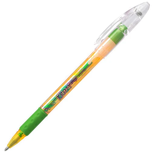 Pentel Krazy POP Beauty Beauty Iridescent Gel Pen, (1.0mm) Bold Line, Yellow & Metallic Green Ink, Box of 12 (K91-DDG)