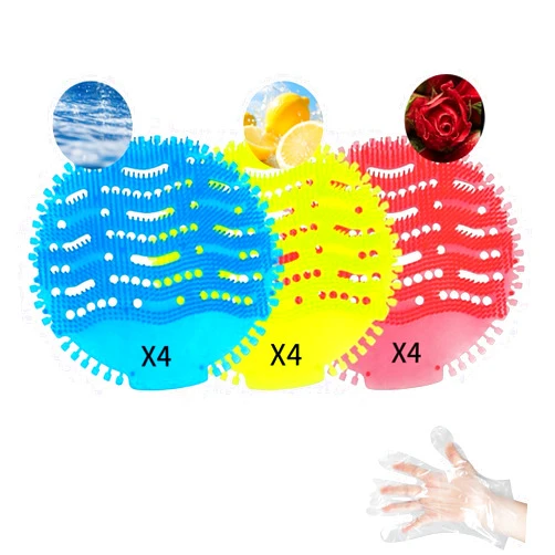 Generic Urinal Screen Deodorizer(12 pack), Free Gloves-3D Wave Anti-Splash Urinal Cakes with Long-Lasting Fragrance for Men Toilet Bathroom Airport Office Mall Hotel