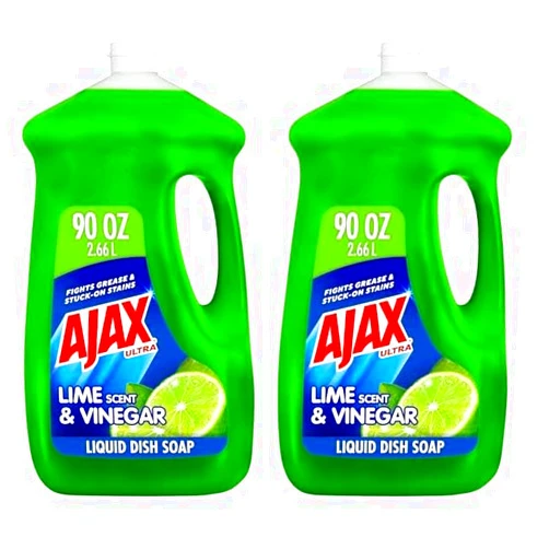 Ajax Ultra Liquid Dish Soap Vinegar and Lime Scent, Sparkling Clean Dishes, 90 oz Bottle (Pack of 2)
