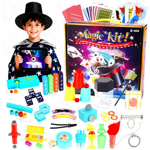 OGIMA Magic Kit for Kids Age 6+, 225+ Magic Tricks & Props with Manual and Step-by-Step Video, Easy to Learn Magic Set for Beginners, Magic Toys Birthday Gifts for Boys Girls Ages 6 7 8 9 10 11 12