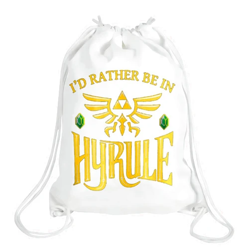 WZMPA Cartoon Game Drawstring Backpack Gamer Gift I'd Rather Be In Hyrule Drawstring Travel Bag For Friend Family (Be In Hyrule)