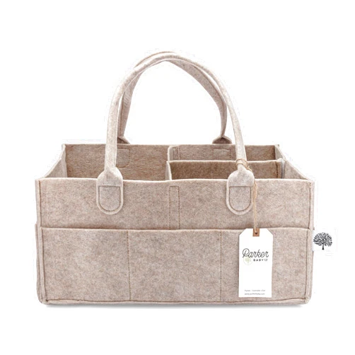 Parker Baby Co. Diaper Caddy - Nursery Storage Bin and Car Organizer for Diapers and Baby Wipes - Oatmeal, Large