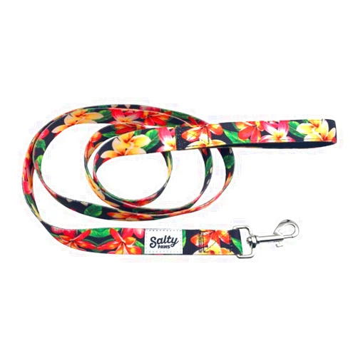 Shaka's salty paws SALTY PAWS FLORAL PRINT DOG LEASH Heavy Duty Padded Handle for Small, Medium, Large Dogs Matching (LARGE 6' for DOGS 50-90 LBS., BLACK FLORAL)