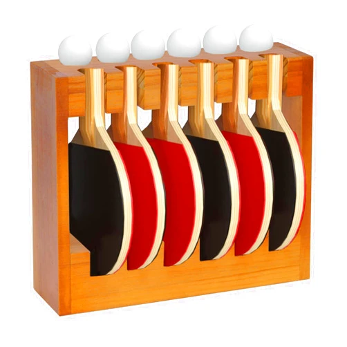 Gtouse Ping Pong Paddle Holder Table Tennis Racket Display Wall Mount Ping Pong Storage Wall Rack Holds 6 Paddles and Balls Ping Pong Accessories Organizer for Bar Room Game Room Office Garage