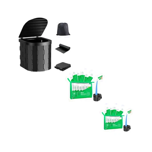 Siewl Portable Toilet for Camping, Portable Toilet for Adults, Portable Potty for Adults,Siewl 50Pack Portable Toilet Absorbent Gel Powder, Poo Gel for Camping Toilet Powder,