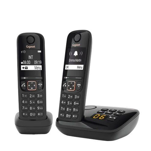 Gigaset A694A Duo - Two Cordless Phones - Made in Germany - Answering Machine - Caller ID - high Contrast Display - Brilliant Voice Quality HSP - Long Standby time 180 Hours, Black…